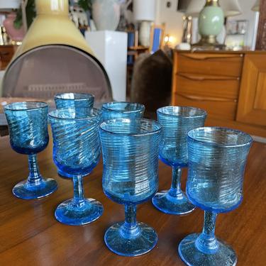 Mexican Handblown Aqua Liqueur Glasses