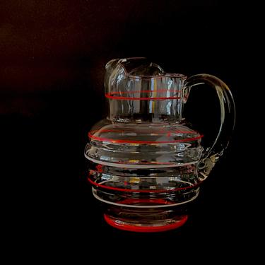 Large Vintage Mid Century Modern Handblown Handpainted Decorative Serving Pitcher 