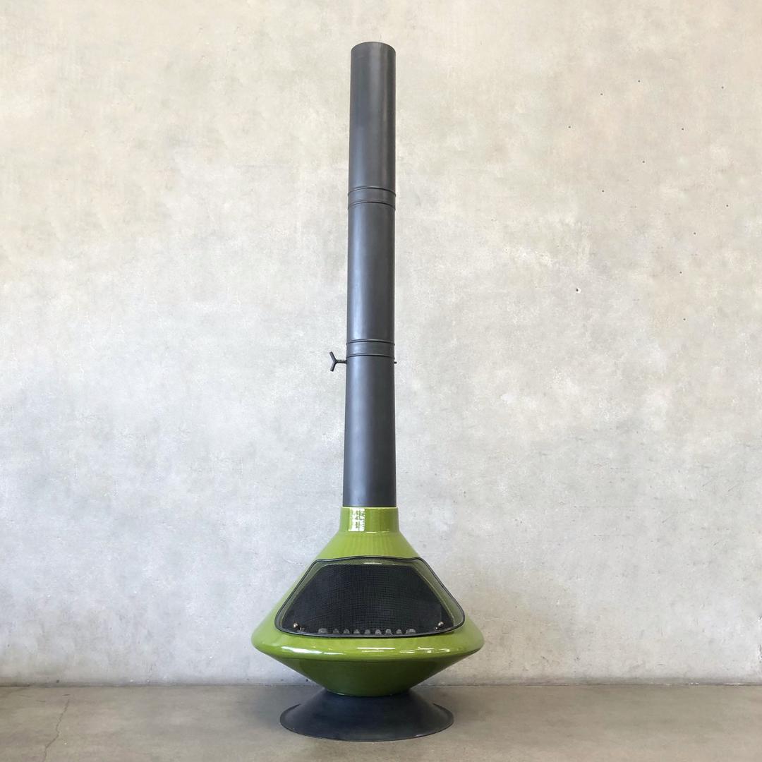 Vintage Mid Century Green Glazed Ceramic Aztec Fireplace by Condon