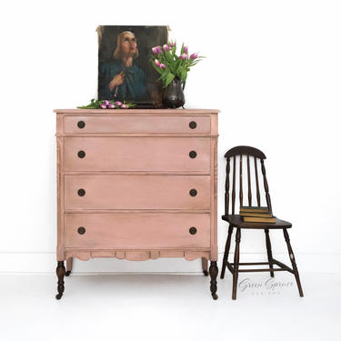 Hand Painted Salmon Blush Light Pink Vintage Dresser, | Green Spruce  Designs - Vienna, VA | ATTIC