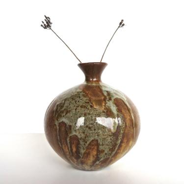 Vintage Studio Pottery Vase, Mid Century Stoneware Weed Pot 