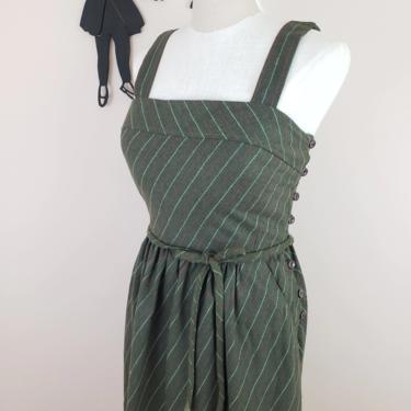 Vintage 1970's Lanz Dress / 70s Striped Day Dress M 