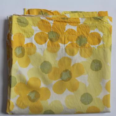 1963 Fabric Sample Flower Festival by Embassy Handprints Yellow Orange and Green 44&amp;quot; x 44&amp;quot; 