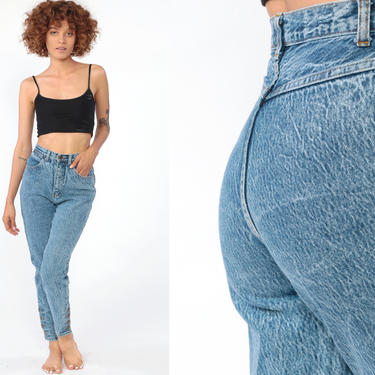 High Waisted Jeans Blue ACID WASH Jeans Mom Jeans Ankle