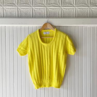 Vintage Bobbie Brooks Lemon Yellow Short Sleeve Knit Top M