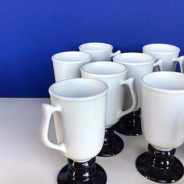 Vintage Hall Irish Coffee Pedestal Mugs in Black and White — MCM Restaurant-ware 1272 - Set of 6! 