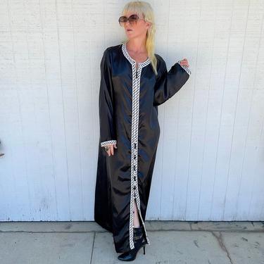 Vintage Black Kaftan Embroidered Long Sleeve Dress Gothic Clothing Witchy Vibes 