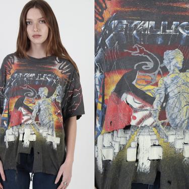 Vintage 1991 Metallica T Shirt / All Over Print Tee / 90s Heavy Metal Brockum Shirt 