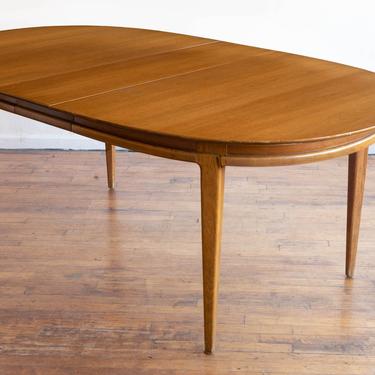 Vintage Mid Century Modern Oval Walnut Dining Table with 3 Leaves 