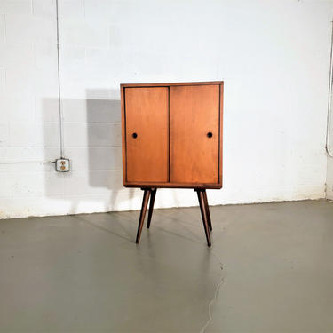 Mid Century Paul McCobb Platform Table with Sliding Door Cabinet 