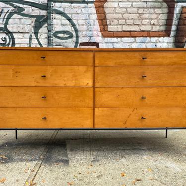 Vintage midcentury Paul Mccobb 8 drawer dresser credenza tabacco iron base T pulls 