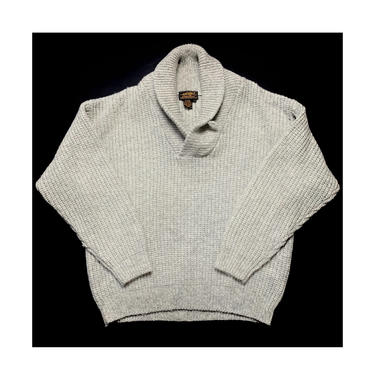 Vintage EDDIE BAUER Knit Wool Shawl Collar Sweater ~ size L