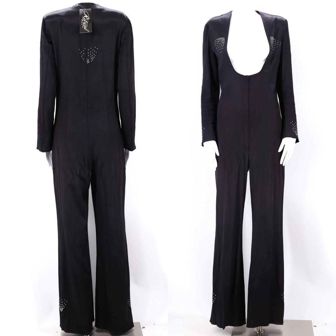 rare 70s UNISEX satin glam rock bell bottom jumpsuit size Ritual