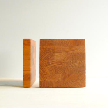 Vintage Wood Bookends, Mid Century Modern Wood Bookends, Danish Modern Bookends 