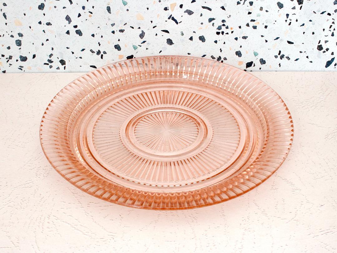 Pink Antique Fine Art Depression Glass Serving Platter/Plate on sale Original Vintage