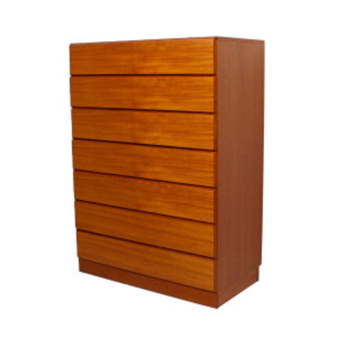 Danish Teak Tall & Slim 7 Drawer Chest / Dresser Modern Mobler