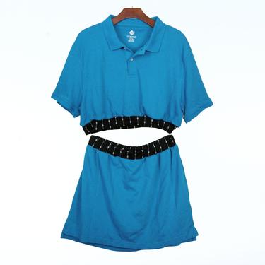 2pc Blue Knit polo dress set