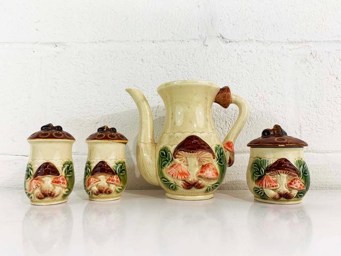  Stoneware Mushroom Tea-for-One Set