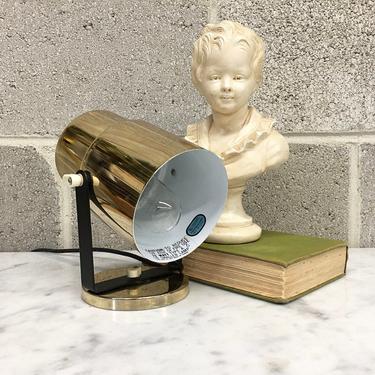 Vintage Spotlight Retro 1980s Contemporary + Gold Metal + Table Lamp + Accent or Mood Lighting + Adjustable Shade + Home and Table Decor 