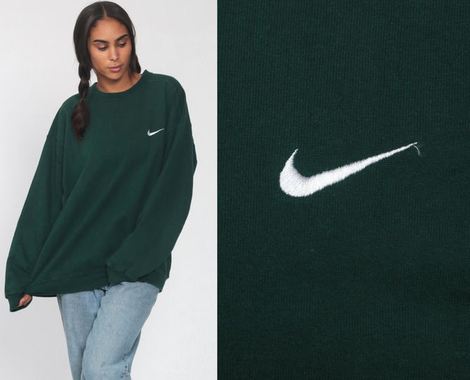 Nike Sweatshirt 90s Green Sports Shirt Nike Swoosh 1990s