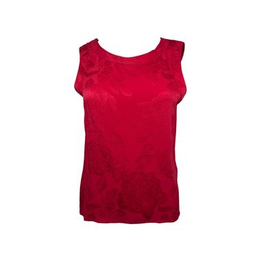 Chanel Red Floral Silk Tank Top