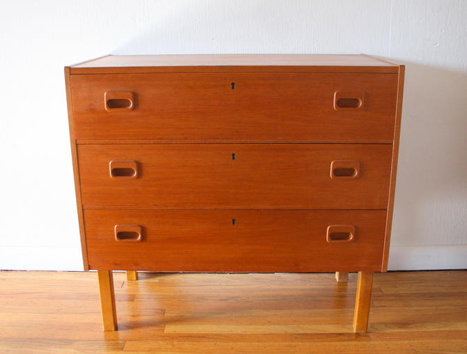 Mid Century Modern Danish Bachelor Chest Dresser Cabinet From