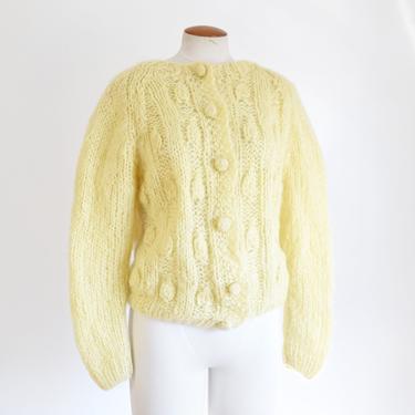 1960s Pale Yellow Mohair Cardigan - S/M 