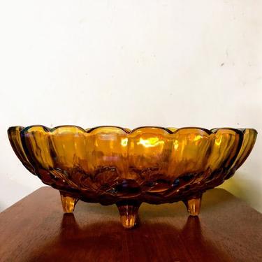 Vintage Indiana Glass Gold Carnival Oval Center Bowl 