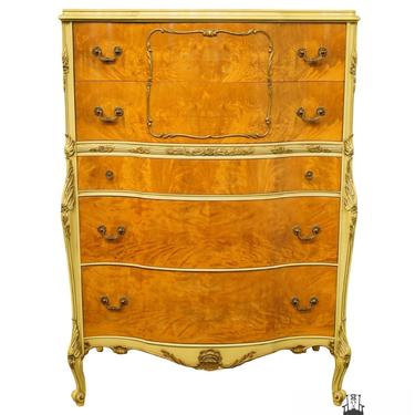 Antique Vintage Louis XVI French Provincial Style Burled Wood 38" Chest of Drawers 134 