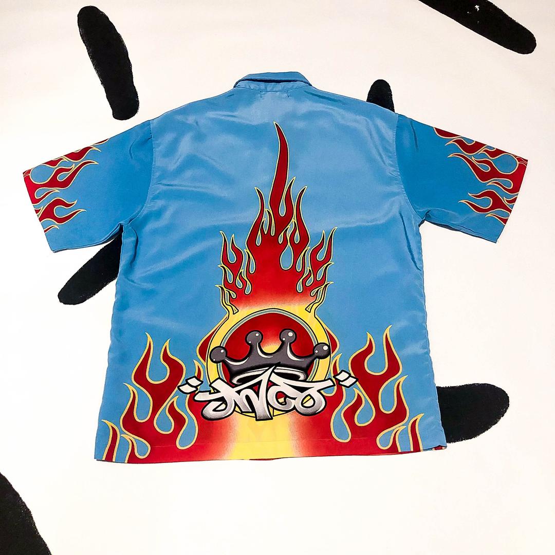 Jnco jeans hot sale flame shirt