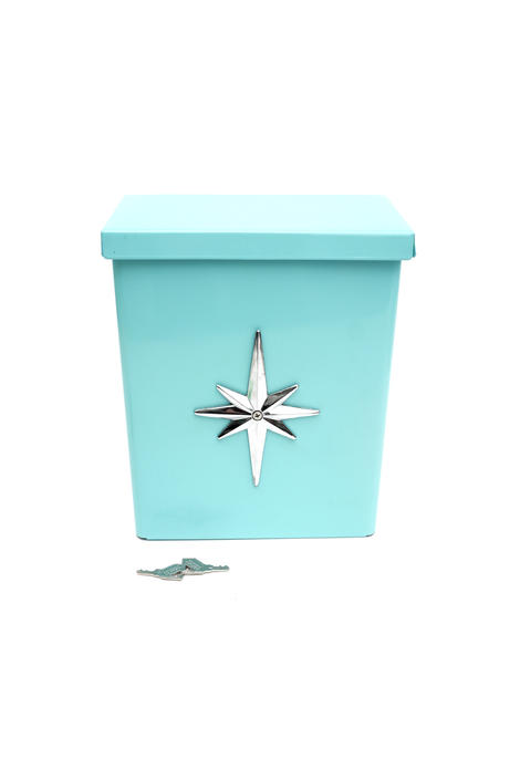 Mid Century Modern Turquoise Metal Mailbox Starburst Emblem Atomic Era Wall Mount Postal Letter Box By Electricmarigold From Electric Marigold Of Los Angeles Ca Attic