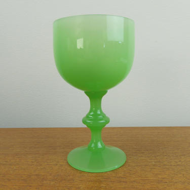 Antique PV Portieux Vallerysthal Glass(es) | Jade Green Opaline | Small Wine Port Sherry Glass 