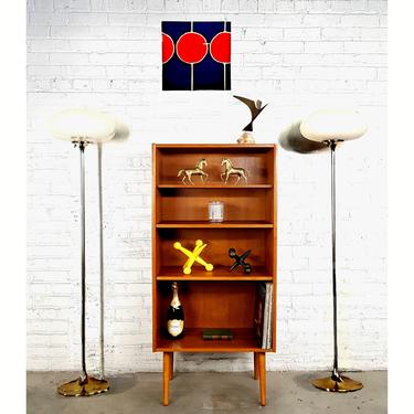 Slim Slick Danish Modern Teak Shelf Record Cabinet