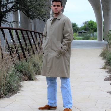 Vintage 1980s Brooks Brothers Raincoat, Medium Men, Classic Rain Coat, Taupe Spring Coat 