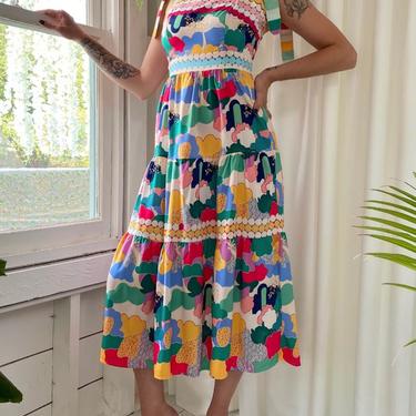 90s Colorful Tiered Maxi Dress