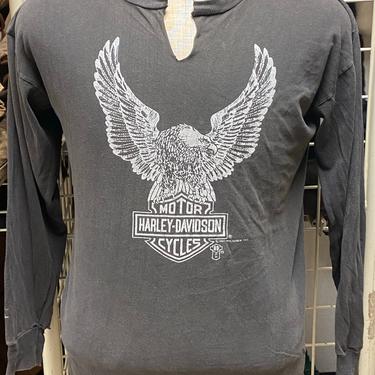 Vtg Harley Davidson Women’s Gray Long Sleeved Graphic Tee 1987 Size Large Made in USA