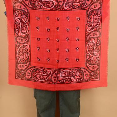 Vintage Large Red Paisley Bandana Scarf Headwrap 