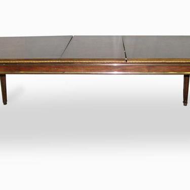 Mid Century 7 ft Brass Burled Veneer Table