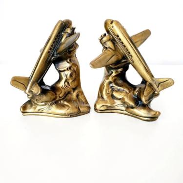 Vintage Brass Airplane Bookend Set USA Made '95 