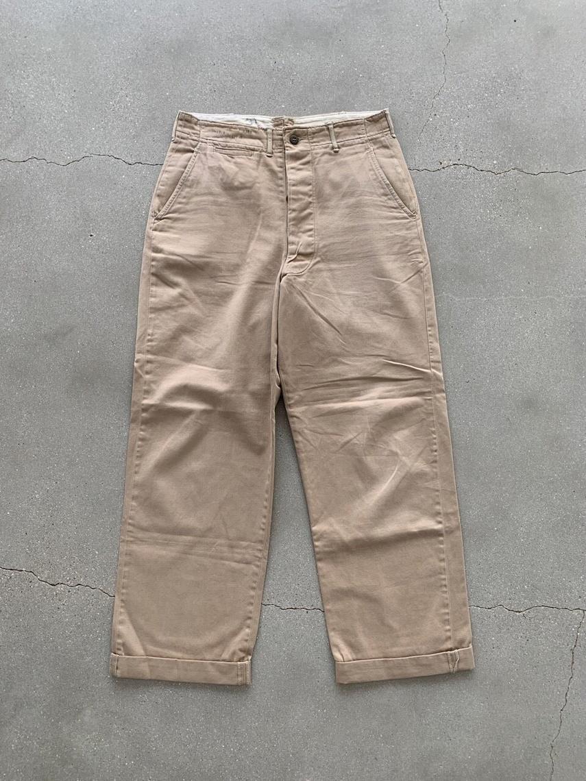 Vintage 32 x 32 WWII Khaki Trousers Pants | 40s 50s military