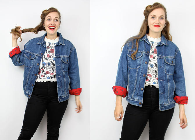 Jean jacket 80s on sale look