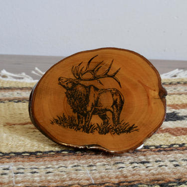 Rustic Western Southwestern Wood Belt Buckle with Elk Design, Cowboy Cowgirl, Glam, Boho, Bohemian, Mexican, South American 