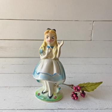 Vintage 1960 Walt Disney Productions Alice in Wonderland Figurine Art Pottery Japan, Disney Princess Collector, Little Girl Gift 