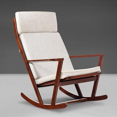 Sculptural Rocking Chair by Poul Volther for Frem Rojle in Afromosia Wood - Newly Upholstered, c. 1960s 