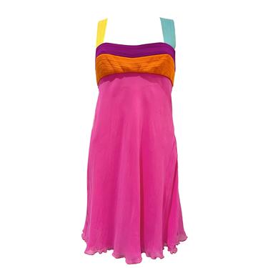 Versace Silk 2003 Color-blocked Silk Dress