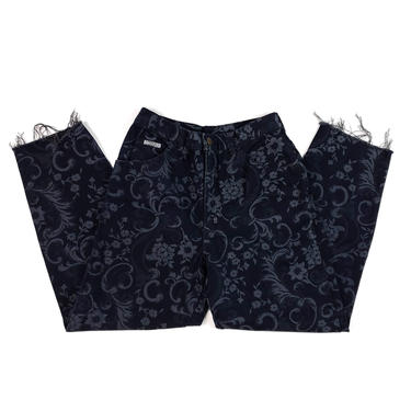 90s Floral Print Black High Waisted Mom Jeans 26" 