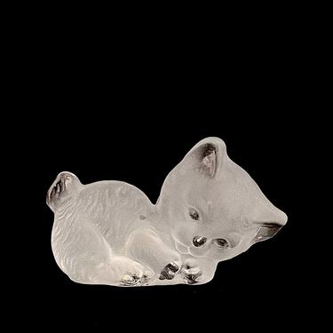 Vintage Modern Art Glass Kitty Cat Figurine Paperweight VIKING GLASS Sculpture Glossy &amp; Matte Finishes Design 