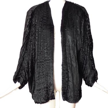 CLEOPATRA-1980s Velvet Cocoon Coat, Size-Medium