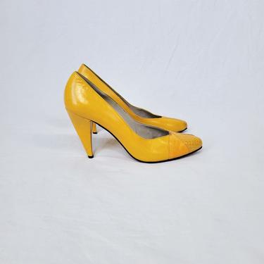 CHANTAL 1980's Yellow Italian Leather 4