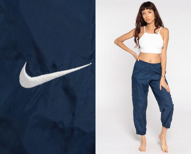 Vintage Nike Track Pants Navy Blue Nylon Joggers Subtle
